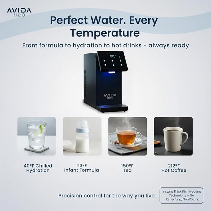 Ultra Instant Hot and Cold Water Dispenser - Bottleless Water Dispenser Countertop with Full Installation Kit and Quiet Multi-Stage Filtration + UV Sterilization & Modern Touchscreen Design