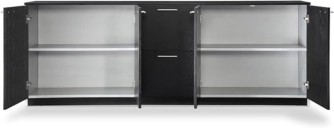 ZURI Furniture Reagan Modern Polished Storage & Filing Cabinet Credenza - Black