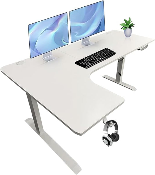 Standing Desk - 63 x 24 Inch L Shaped Electric Height Adjustable Desk - Ergonomic Corner Workstation