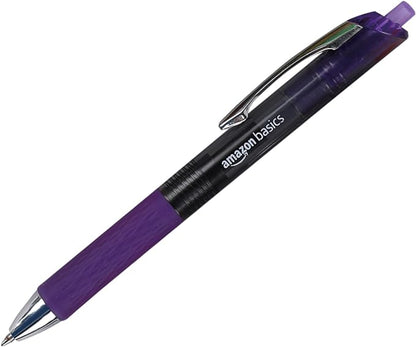 Amazon Basics Gel Pens Fine Point Smooth Writing Pens, Retractable, Assorted, 0.7mm, 12 Pack