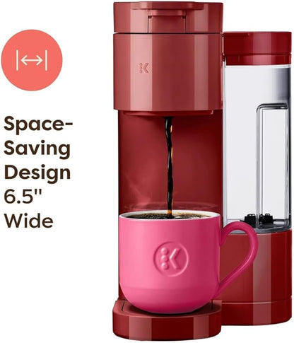 Keuriig K-Express Essentials Single Serve Coffee Maker, 3 Cup Sizes, 36oz Removable Reservoir, kcup Pod Compatible, Fast Brew, Travel Mug Friendly, Auto-Off, Compact 6.5” Design (Red)
