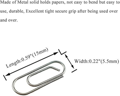 HAHIYO Paper Clips Sturdy 0.59 inches Length 50 Pack Mini Paperclips Heavy Duty Tight Grip Rust Proof Reusable Metal Bright Silver for Home Office School
