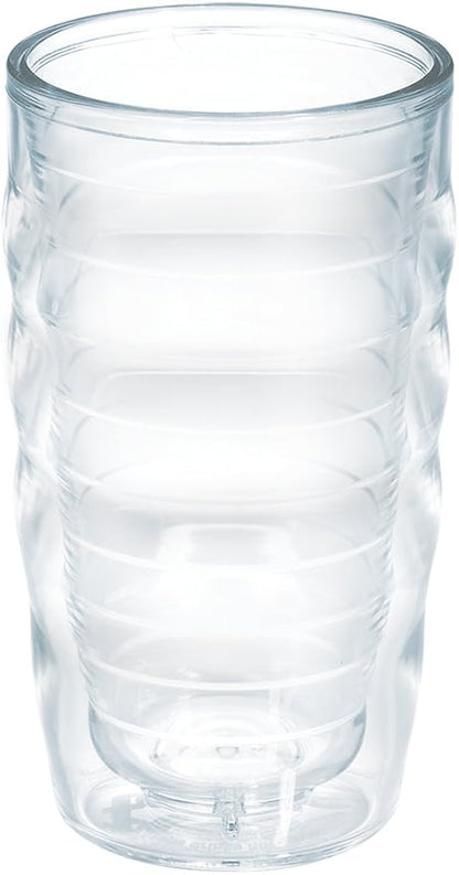 Tervis Clear & Colorful Tabletop Made in USA Double Walled Insulated Tumbler Travel Cup Keeps Drinks Cold & Hot, 10oz Wavy, Clear