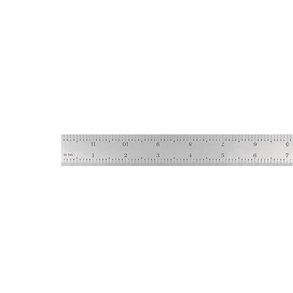 PEC Tools 12-Inch Rigid Metal Ruler, High-Quality Carbon Steel with Satin Chrome Finish, 3R Graduation (1/32", 1/64", 1/10", 1/50"), Fully Hardened and Tempered, Made in USA