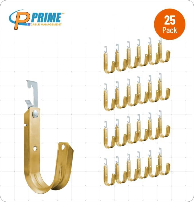 Prime Heavy Duty Metal Cable Support Batwing J-Hook Hangers with Bat Wing Clip for Ceiling Wire & Threaded Rod for Cable Management