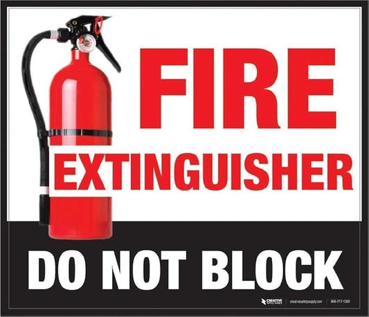 Fire Extinguisher - Do Not Block - Floor Sign 12" x 9" - Permanent
