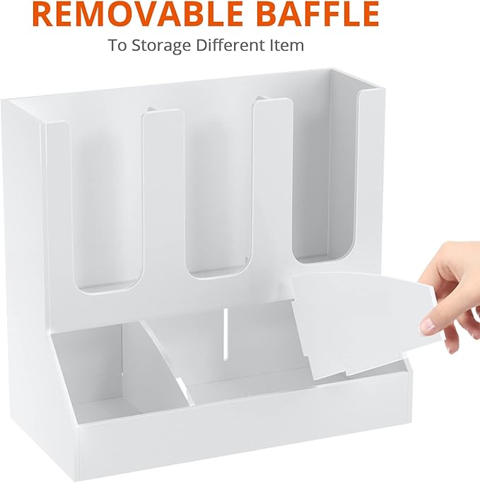 Richboom Cup and Lid Organizer, 6 Compartments with 2 Removable Dividers Coffee Station Countertop Cup Dispenser Condiment Organizer Accessories Caddy for Breakroom, Office, Home - White