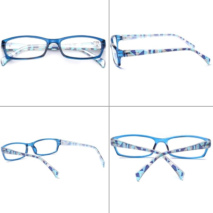 Henotin 5-Pack Reading Glasses Blue Light Blocking Anti Eyestrain Computer Reading Glasses for Women and Men Readers (Mixed color, 2.25)