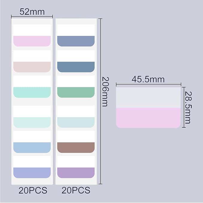 AccEncyc 240 Pcs Colored Index Tab 1"x1.8" Large Book Sticky Tabs Repositionable Page Tabs Flags Page Markers Labels for Notebooks, Filing, Classification,12 Colors