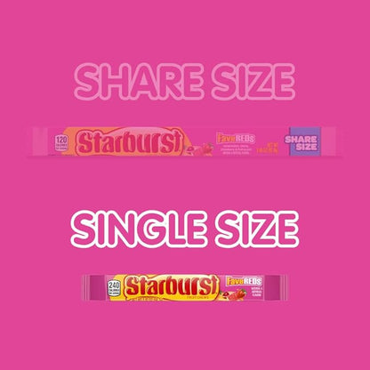 STARBURST FaveREDS Chewy Candy Bulk Pack, 24 Full Size Packs, Red Candy Bulk Box