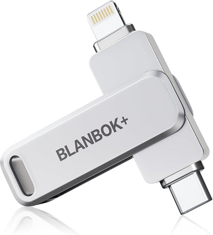 MFi Certified 256GB iPhone Photo Stick, USB Flash Drive for Photo/Video Backup, High-Speed Thumb Drive Compatible for iPhone/iPad/Android/PC (Silver)