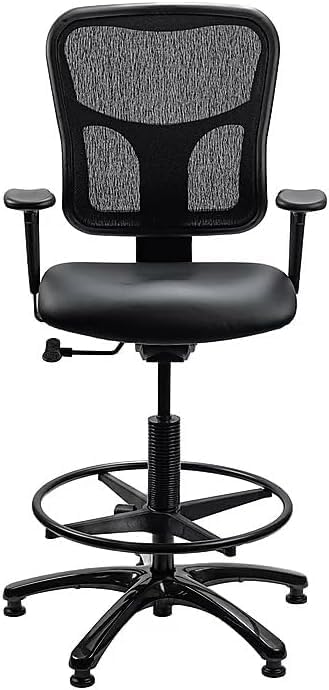 Tempur-Pedic TP8200C Vinyl Drafting Stool with Backrest and Footrest with Lumbar Support, with Tempur Material, Cooling Gel Layer, Black Vinyl
