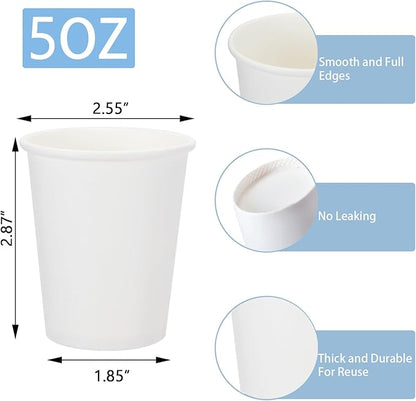 Lamosi 5 oz White Paper Cups 300 Pack, Small Paper Cups, 5 oz Disposable Bathroom Cup for Mouthwash, Parties, Picnics and Barbecues