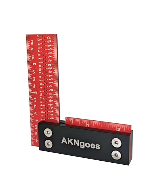 Precision Woodworking Square Ruler for Measuring and Marking, Square Ruler with Support Lip, Self Standing for Quick Measurement, Framing Tool for Professional Carpentry Use- 4 Inch