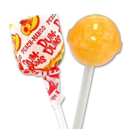Dum Dums Peach Mango Lollipops - Bulk Candy Box with Lollipops Individually Wrapped, Single Flavor Gourmet Suckers - 50 Count