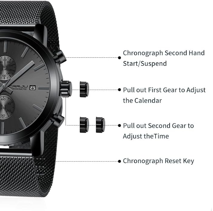 CRRJU Mens Stylish Casual Quartz Watches for Men Luxury Waterproof Calendar Chronograph Japan Movement Wristwatches
