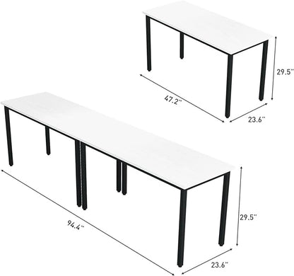 Bonzy Home Conference Tables 8ft Office Computer Desk for Meeting Room Study Writing Printer Podcast Table for 4-8 People Modern White 2PCS 94.4"x23.6"x29.5"