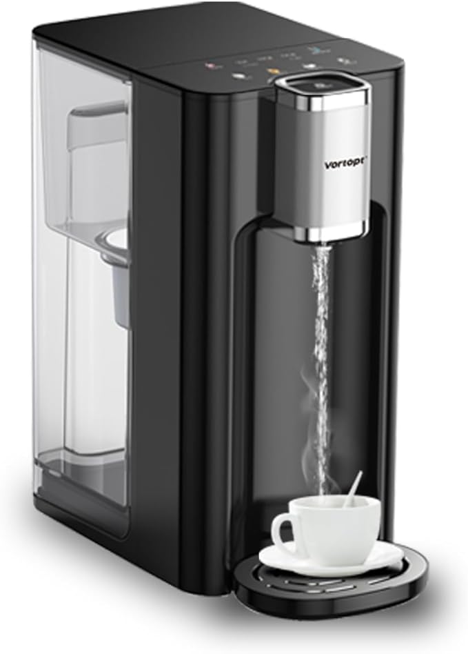 Vortopt Countertop Water Dispenser, 4L Large Capacity, 5 Temperature Settings (Normal Temperature，45℃，60℃，85℃，95℃), Activated Carbon Filter, Child Lock & Overheat Protection,UR04 Silvery
