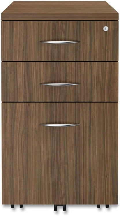 Alera Alera Valencia Series Mobile Pedestal File, Left/Right, 3-Drawer: Box/Box/File, Legal/Letter, Walnut, 15.88 X 20.5 X 28.38