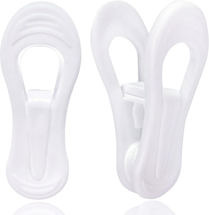 White Hanger Clips 60 Pack, Multi-Purpose Plastic Hangers Clips Perfect for Plastic Velvet Hangers, Clothes Pins Finger Clip for Skirt Pants