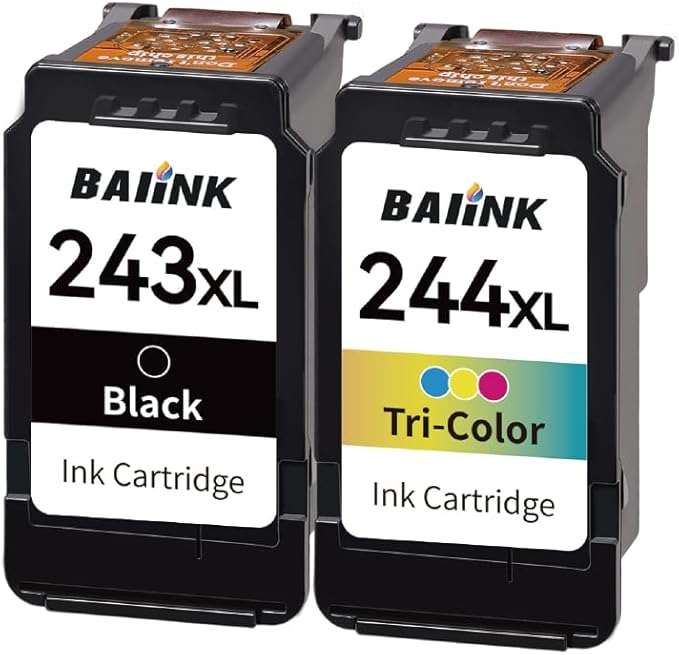Remanufactured Ink Cartridge Replacement for Canon Ink 243 and 244 Combo Pack PG-243 CL-244XL 245XL 246XL for TR4520 MX490 MX492 MG2522 TS3322 TS3122 MG2520 MG2922 TR4522 TS202 (Black Tricolor)