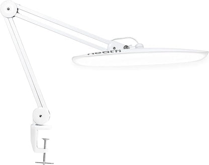 Neatfi XL LED Desk Lamp with Clamp, 2200 Lumens, 24W, 20-Inch Wide Head, Dimmable 4 Brightness Levels, Task Light for Home Office, Crafts, Workbench (Non-CCT, White)