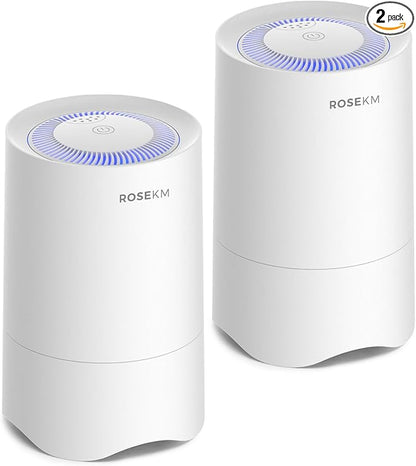 Small Air Purifier for Home Bedroom, Personal Desk Mini Air Purifier, Room Hepa Air Purifier Fresheners Cleaner for Dorm, Pets, Smoke, Desktop, Office (2 Pack)