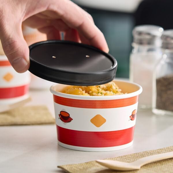 8 oz. Round Poly-Coated Paper Soup Cup with Vented Lid, Soup Print Design, 250 Count Case