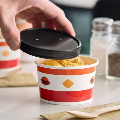 8 oz. Round Poly-Coated Paper Soup Cup with Vented Lid, Soup Print Design, 250 Count Case