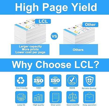 LCL 910XL Black Ink Cartridges Pigment Replacement for HP 910 XL Ink for HP OfficeJet Pro 8025 8035 8020 8028 8024 and for OfficeJet 8022 8015 8010 8012 8014 8018 Printers (2-Pack)