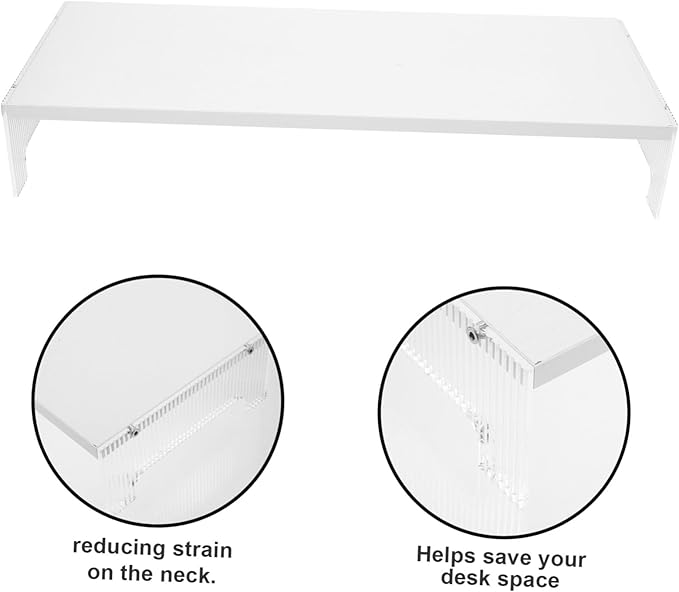 Mipcase Acrylic Monitor Stand Riser with Legs White Computer Lifting Rack for Desk Posture Improvement Neck Shoulder Relief Home Office Use