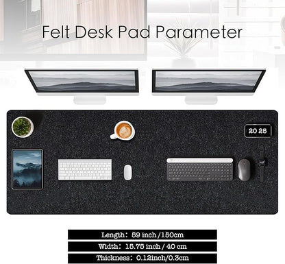 59’’x15.75” Large Felt Desk Mat, Computer Mat for Desk, Non - Slip Mouse Pad, Office Supplies Desk Protector, Desk Accessories for Home and Office (Dark Gray) | Desk Pads Blotters - TrueDesk