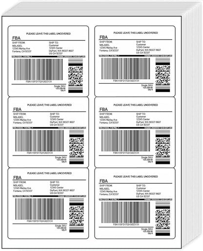 6 - Up White Permanent Self Adhesive Shipping Labels 3 1/3” x 4” Printable Stickers for Laser & Inkjet Printers - 3000 Sheets - 18000 Count Labels | Laser Inkjet Printer Labels - TrueDesk