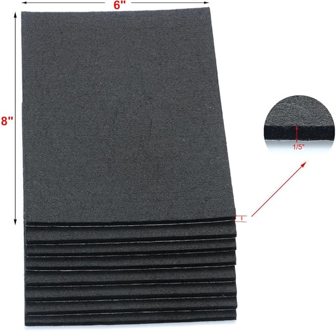 6" X 8" X 1/5" Thick Heavy Duty Felt Sheets - 8 Sheets (Black) | Furniture Pads - TrueDesk
