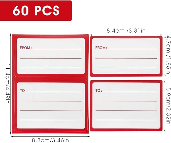 60Pcs to from Return Address Mailing Labels, Blank Mail Shipping Label, Postage Guaranteed Stickers, for Packages, Boxes, Gifts for Mailing and Shipping Needs,Red Blue(3.5 x 4.5in) | Address Labels - TrueDesk