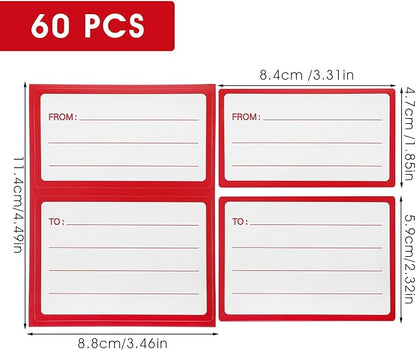 60Pcs to from Return Address Mailing Labels, Blank Mail Shipping Label, Postage Guaranteed Stickers, for Packages, Boxes, Gifts for Mailing and Shipping Needs,Red Blue(3.5 x 4.5in) | Address Labels - TrueDesk
