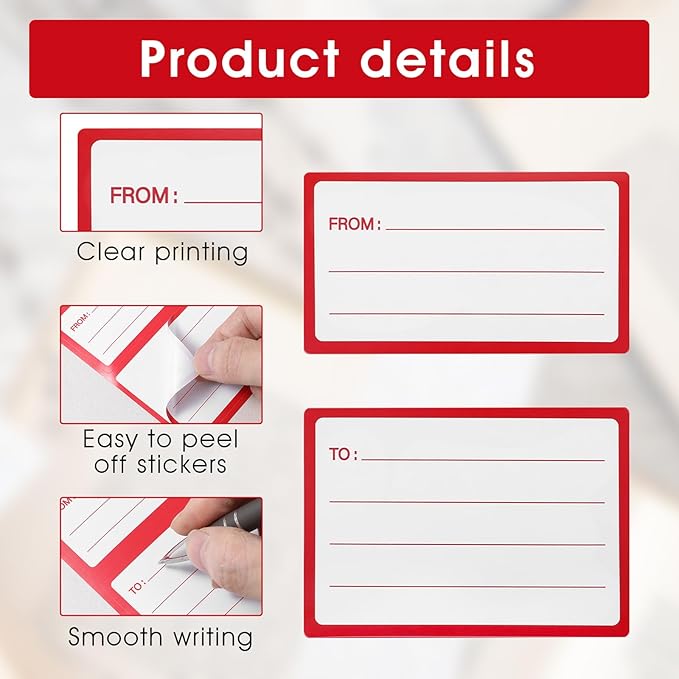 60Pcs to from Return Address Mailing Labels, Blank Mail Shipping Label, Postage Guaranteed Stickers, for Packages, Boxes, Gifts for Mailing and Shipping Needs,Red Blue(3.5 x 4.5in) | Address Labels - TrueDesk