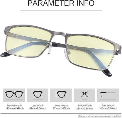 YIMI Mens Blue Light Glasses Men Computer Gaming BlueLight Blocking Glasses Metal Anti Eyestrain Clear Lens Eye Protection