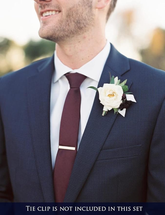 Skinny Solid Ties for Men, 2.5 inch Slim Plain Neckties 4-Pack