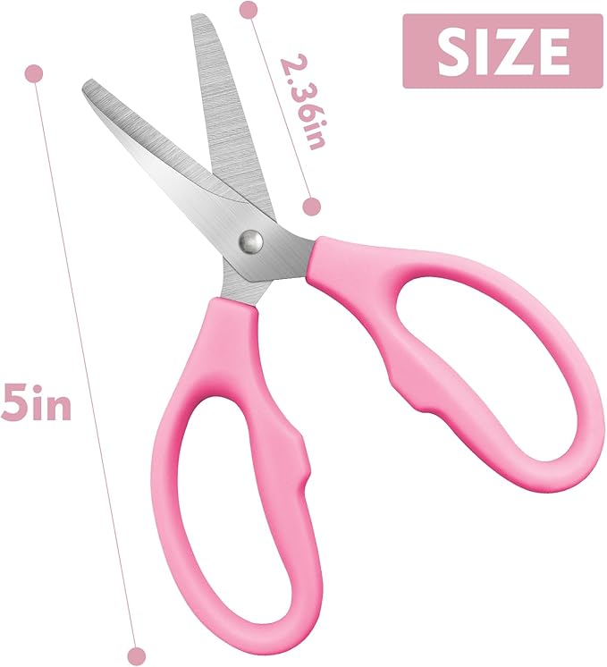Pink Scissors for School Multipurpose Stylish: 5 inch - Comfort Grip - Stainless Steel - Scissors with Home - Office - for Cutting Paper - Open Envelopes - Cut Tape