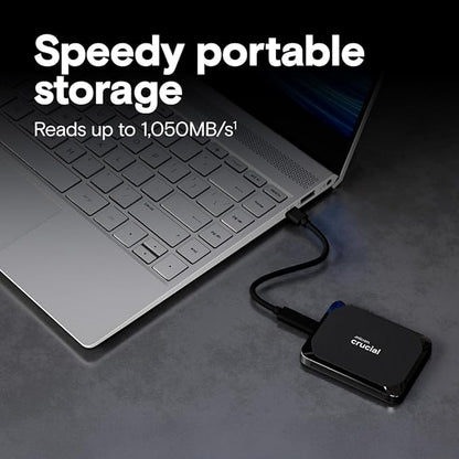 Crucial X9 4TB Portable SSD, Up to 1050MB/s, USB 3.2 USB-C, External Solid State Drive, Compatible with Windows, Mac, & Android, Reliable Storage for Games, Files, & Backups, Black - CT4000X9SSD902