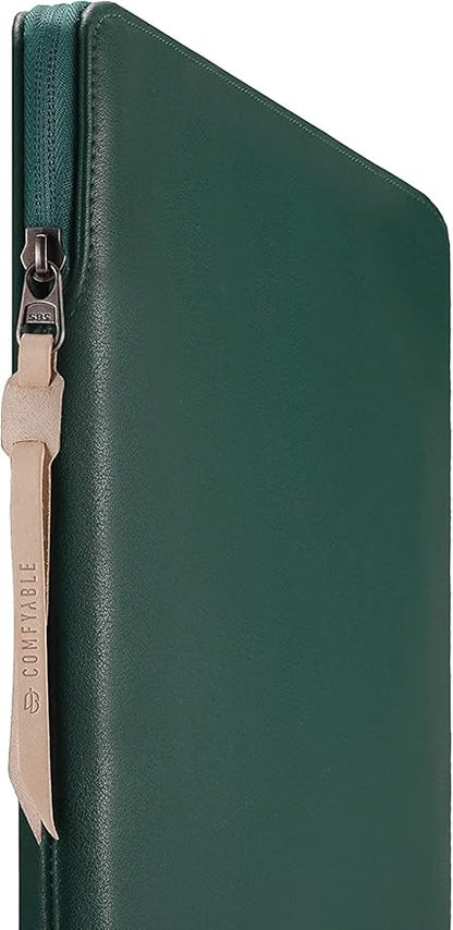 Comfyable Slim Protective Laptop Sleeve 14 Inch Snugly Compatible with MacBook Pro 14-inch M4 M3 M2 M1 Pro/Max 2024, PU Leather Bag Waterproof Cover Notebook Computer Case for Mac, Green