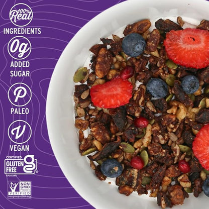 Wildway Keto Granola | Dark Chocolate Sea Salt | Grain-Free Certified Gluten-Free Cereal | Vegan, Low Carb | No Sugar Added | Paleo-Friendly, Non-GMO Fruit & Nut Clusters | Nutrient-Rich | 8oz, 6 Pack