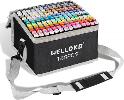 Alcohol Markers, 168 Colors Dual Tip Permanent Art Markers for Drawing,for Adult Coloring, Alcohol, Based Ink Ideal for Book Painting and Card Making