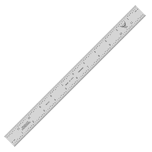 PEC Tools 12" Rigid Metal Ruler, Made from Premium Stainless Steel, 4R Graduation (1/8", 1/16", 1/32", 1/64"), Fully Hardened and Tempered Machinst Rule, Made in USA