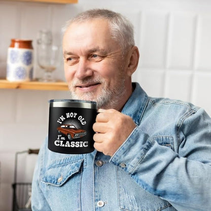 Old Man Gifts for Dad Im Not Old Im Classic Tumbler - Grandpa Christmas Fathers Day Funny Mugs for Men - Gifts for Older Father Papa 60th Birthday Idea Retirement 14oz Stainless Steel Tumbler With Lid