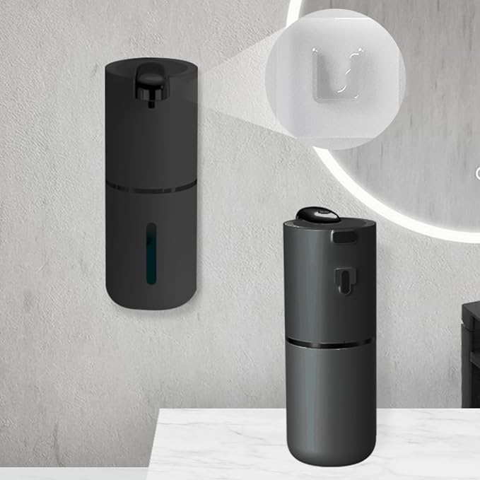 2 Pack Automatic Soap Dispenser, Touchless Foam Soap Dispenser Dispenser Electric Wall Mounted Motion Sensor Waterproof Dispenser Pump for Thin & Thick Liquid(Black)