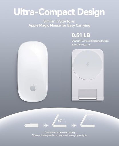 3 in 1 Charging Station, 25W Foldable Magnetic Fast Wireless Charger Stand for Apple Multiple Devices, Travel Charger for iPhone 17 16 15 14 13 12 Series Watch AirPods 4/3/2/Pro