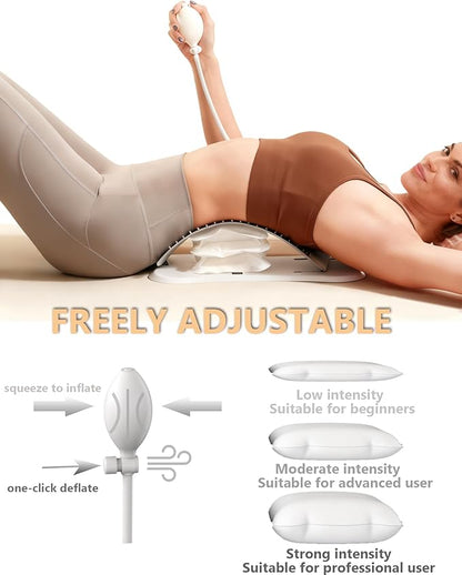Manual Advanced Back Stretcher for Lower Back Pain Relief with Acupressure Nodes, Manual Adjustable Lumbar Traction Device for Spinal Decompression&Posture Corrector