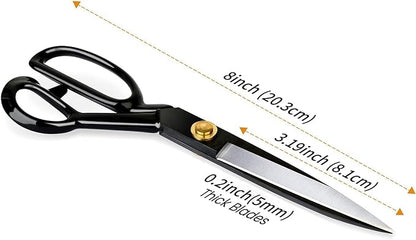 Fabric Scissors, Heavy Duty 8 inch Sewing Scissors for Leather Tailor,Tailoring Shears for Home Office Craft Black